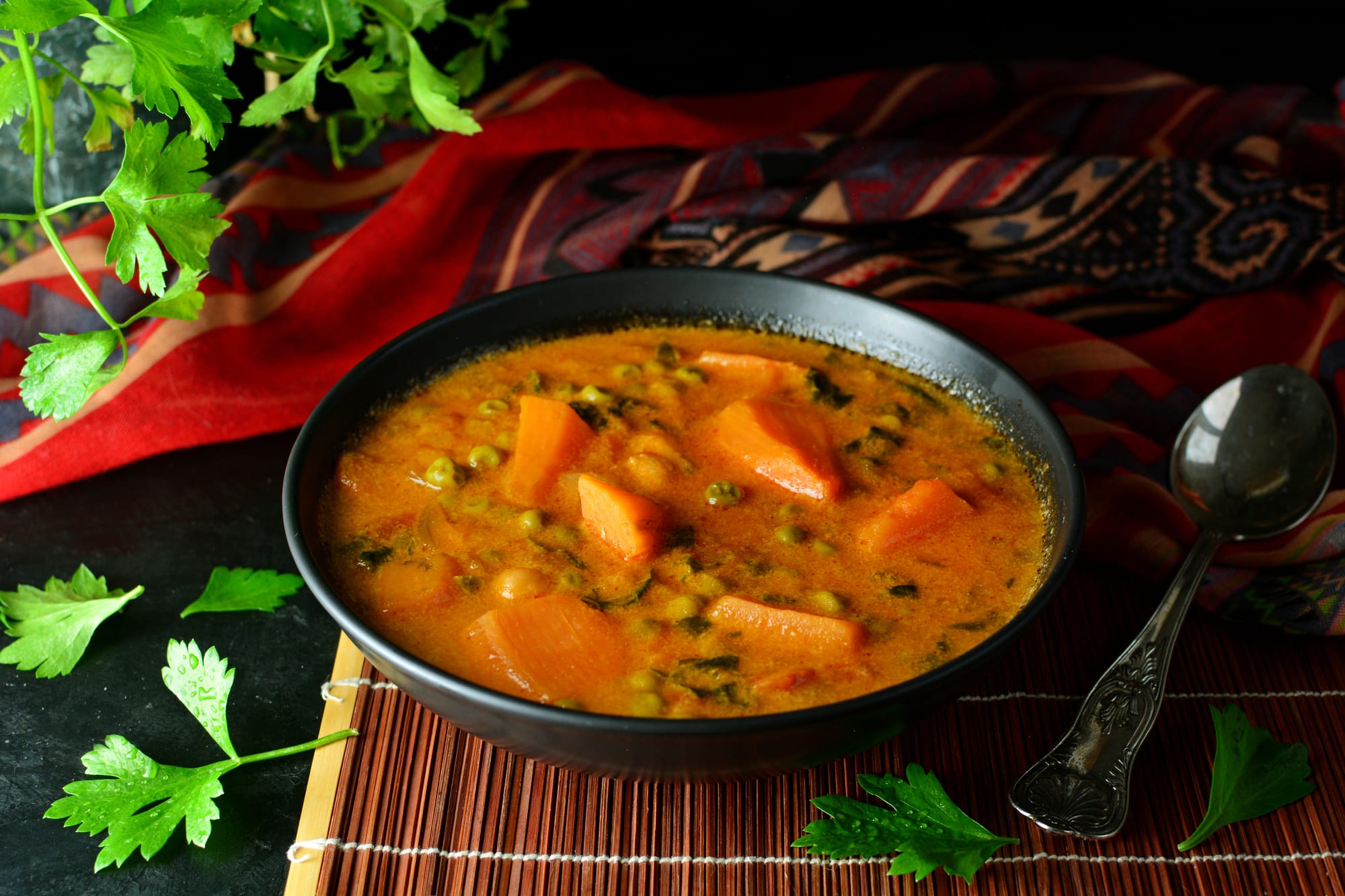 Spicy Sweet Potato and Red Lentil Stew