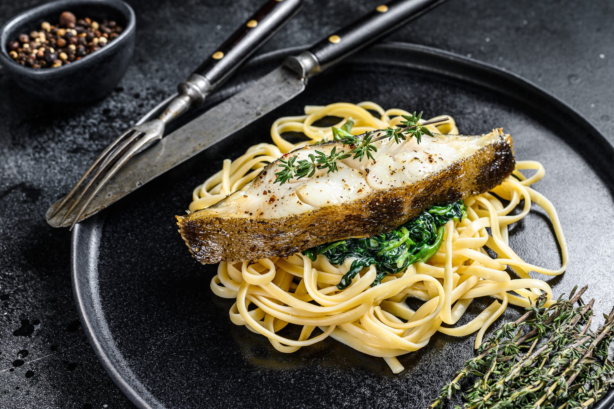 Sea Bass with Tahini Noodles