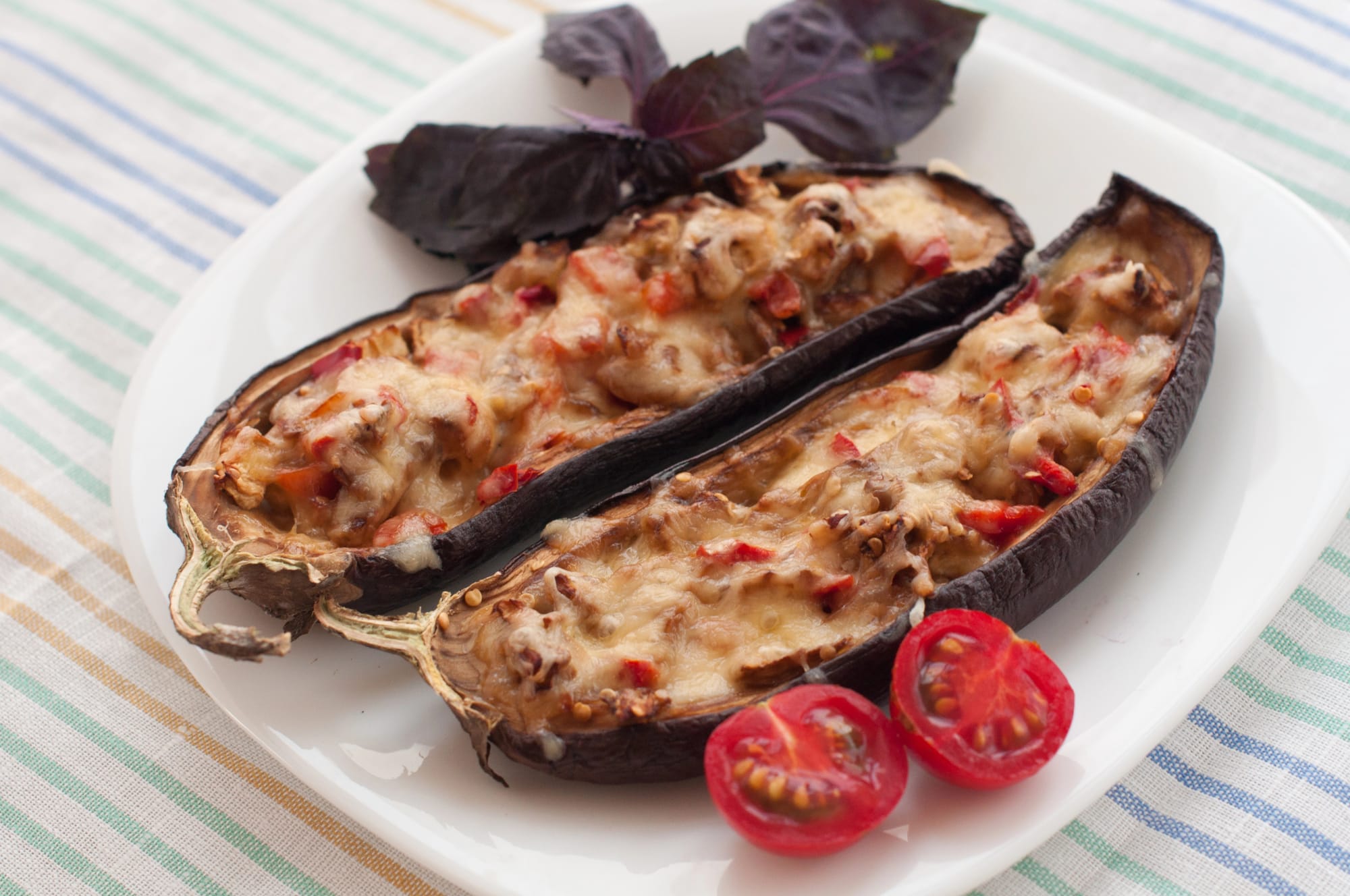 Baked Eggplant with Cheese and Nuts