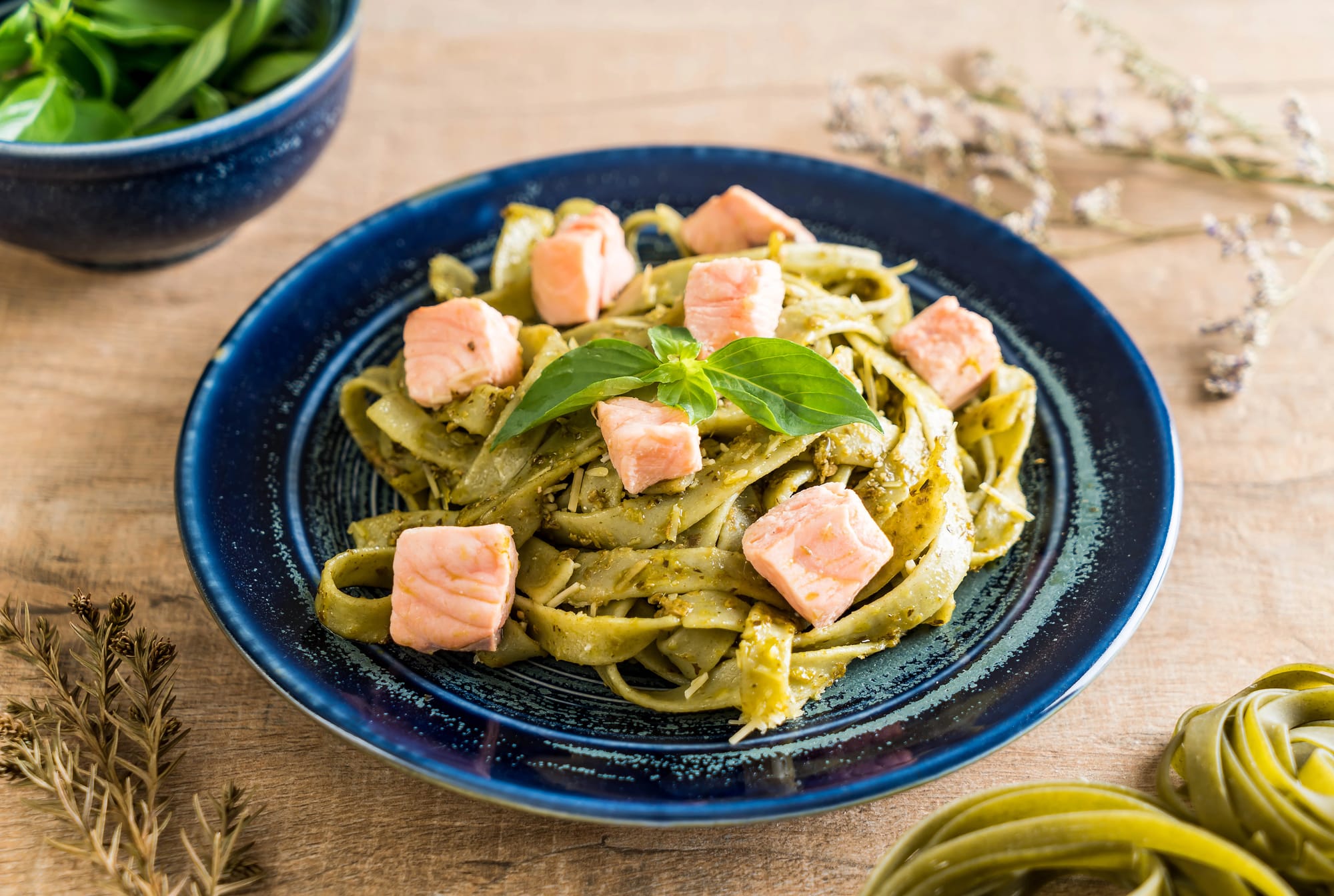 Smoked Salmon, Spinach and Coriander Linguine