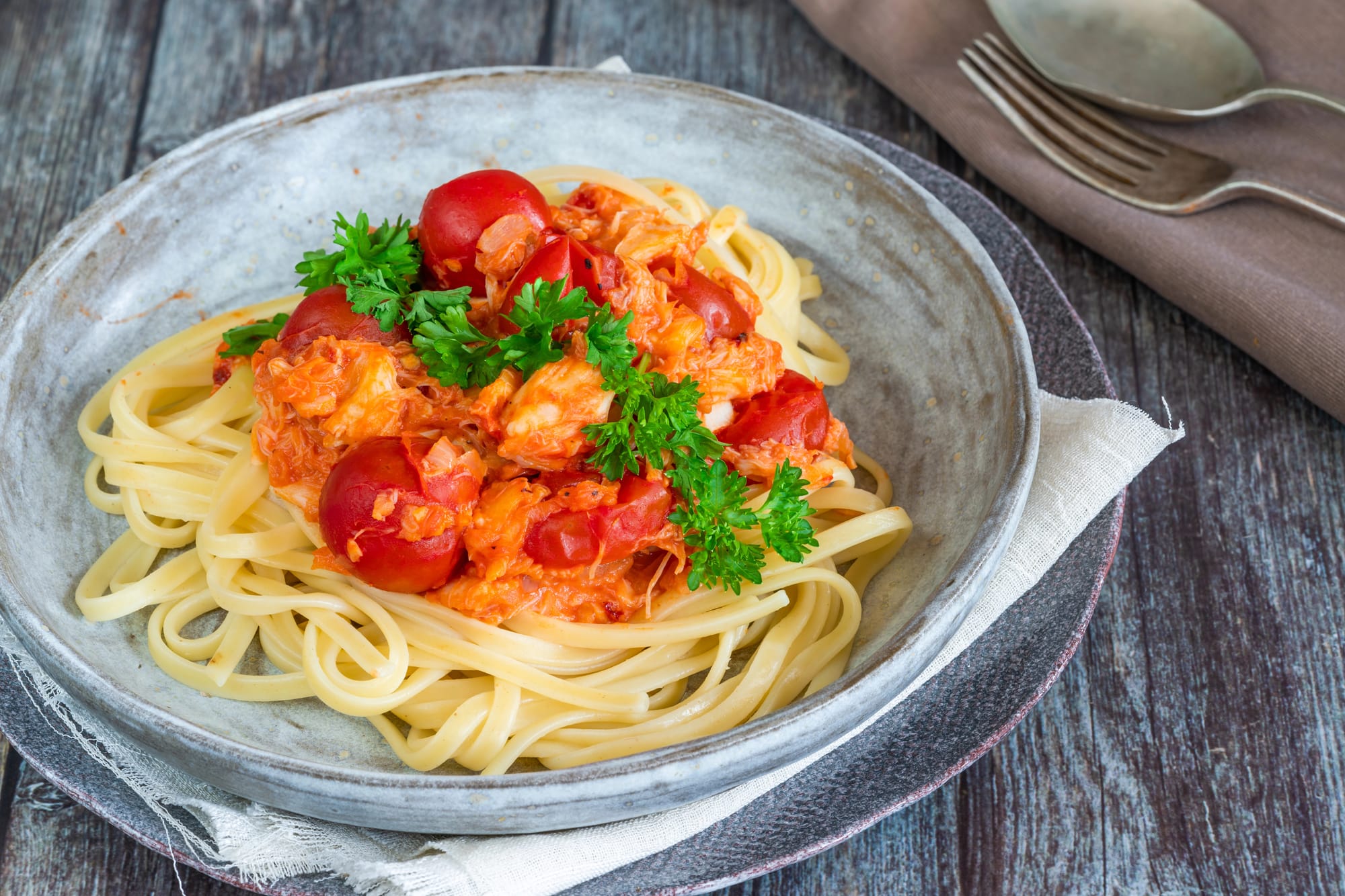 Crab and Asparagus Spaghetti