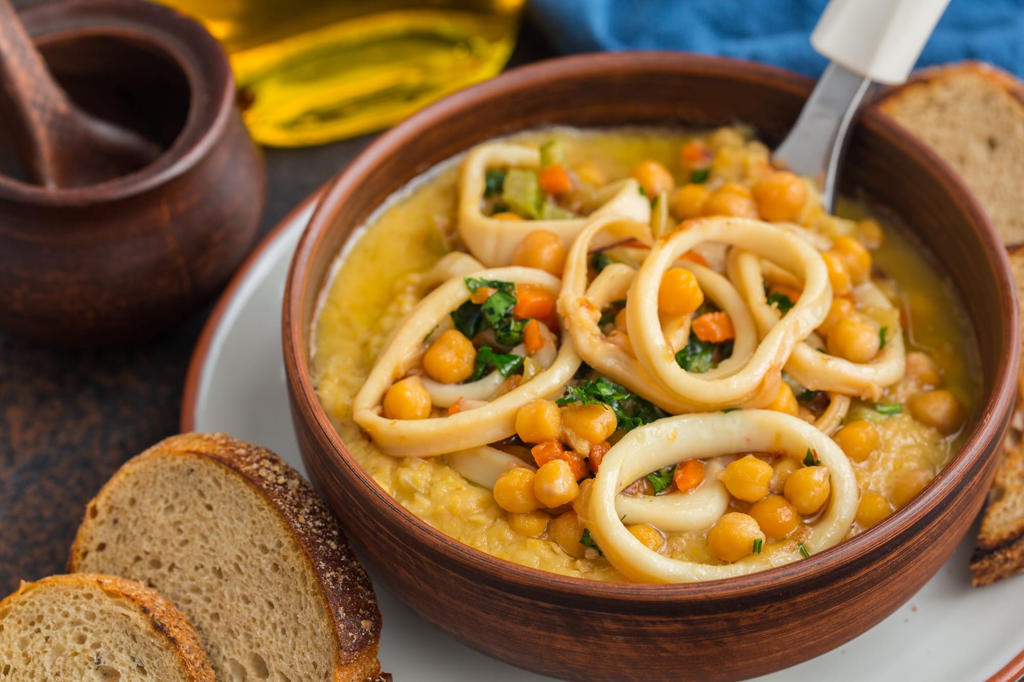 Harissa Squid with Chickpeas