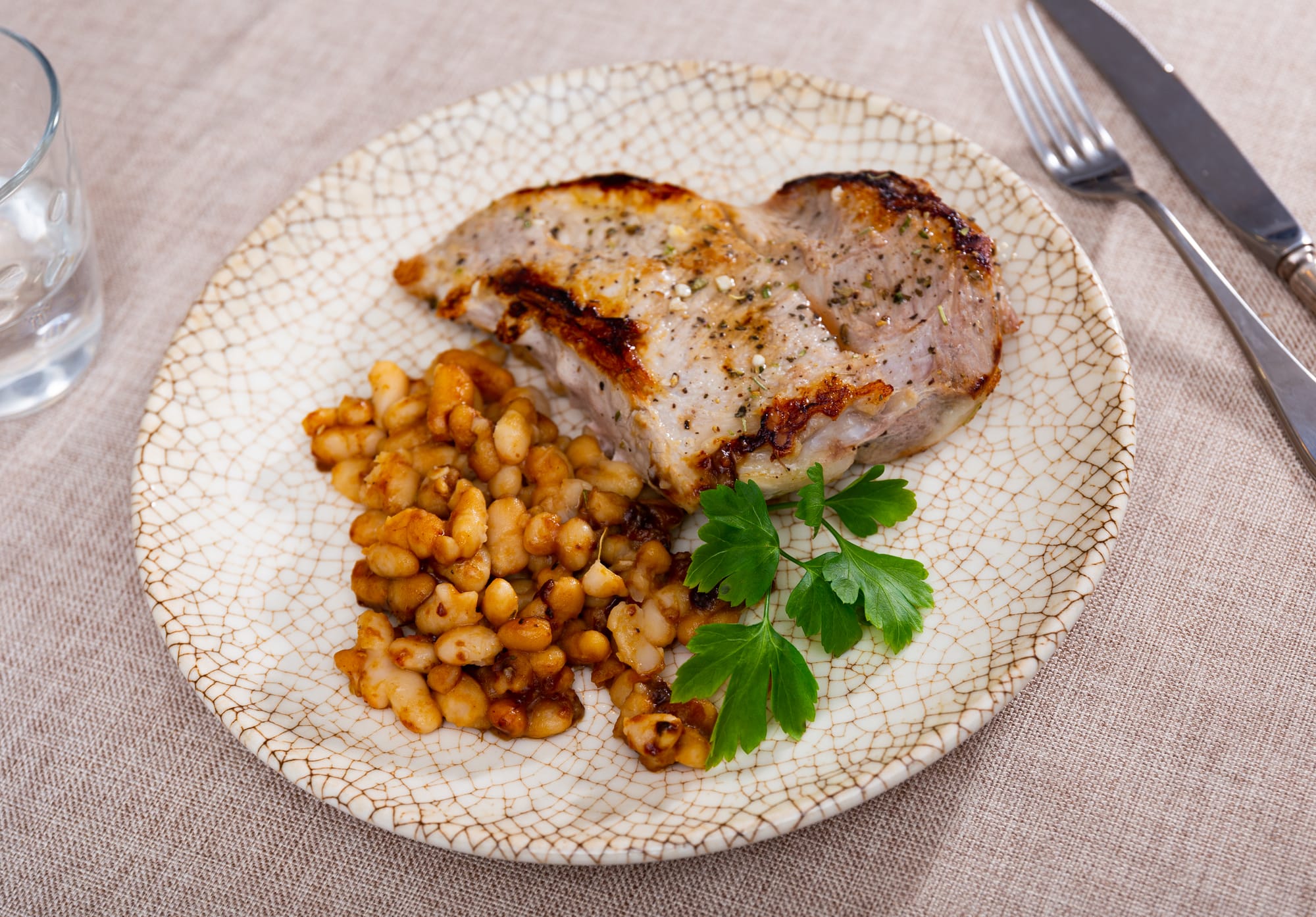 Paprika Pork Chop with Romanian Smoky Beans