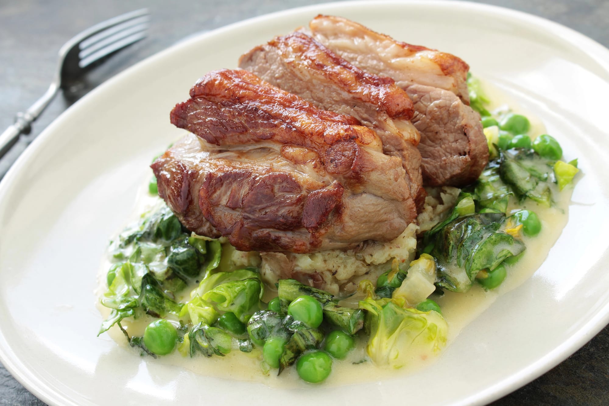 Slow Roast Lamb Shoulder with Garlic Bean Mash