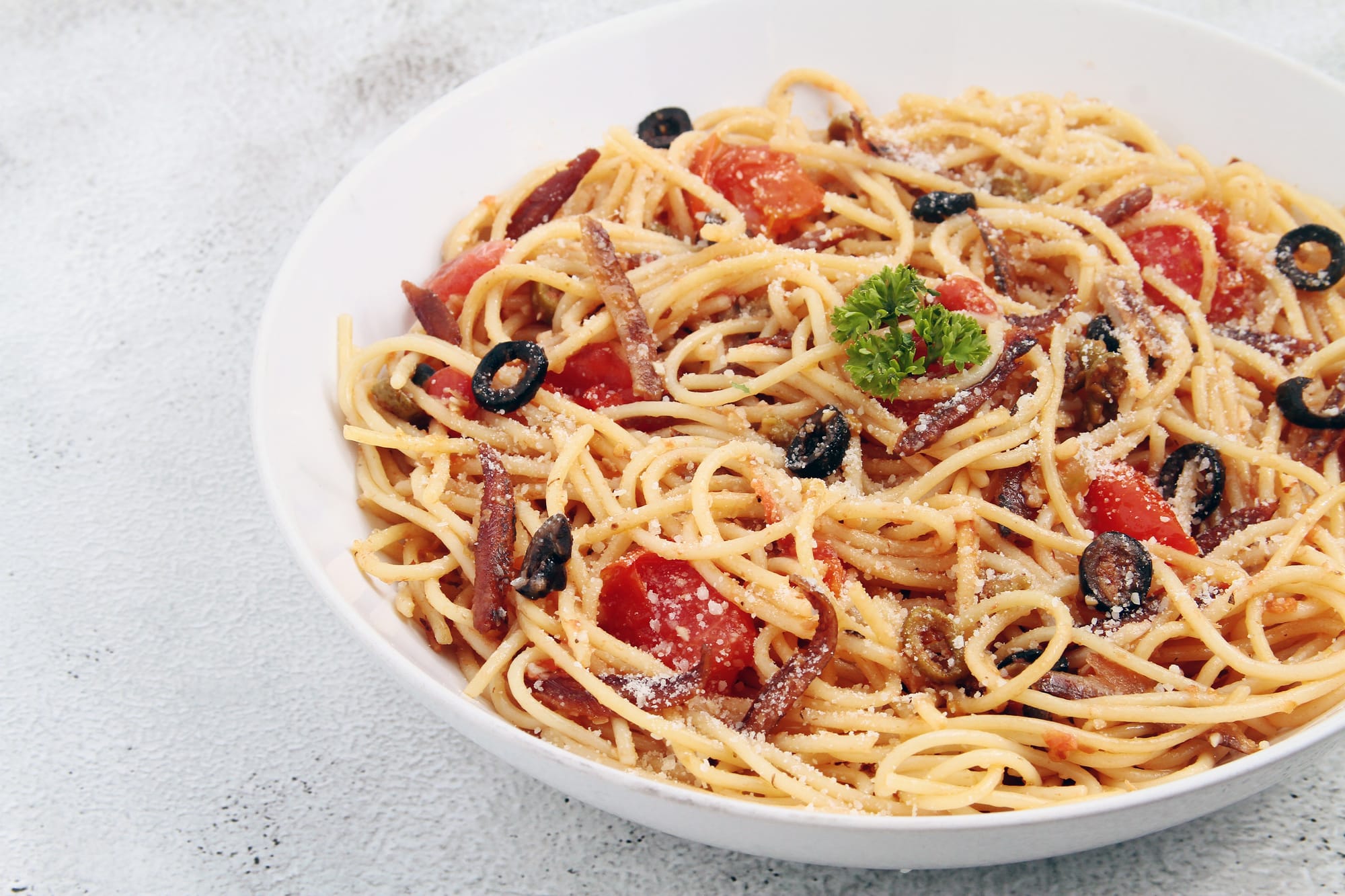 Sardine and Black Olive Spaghetti