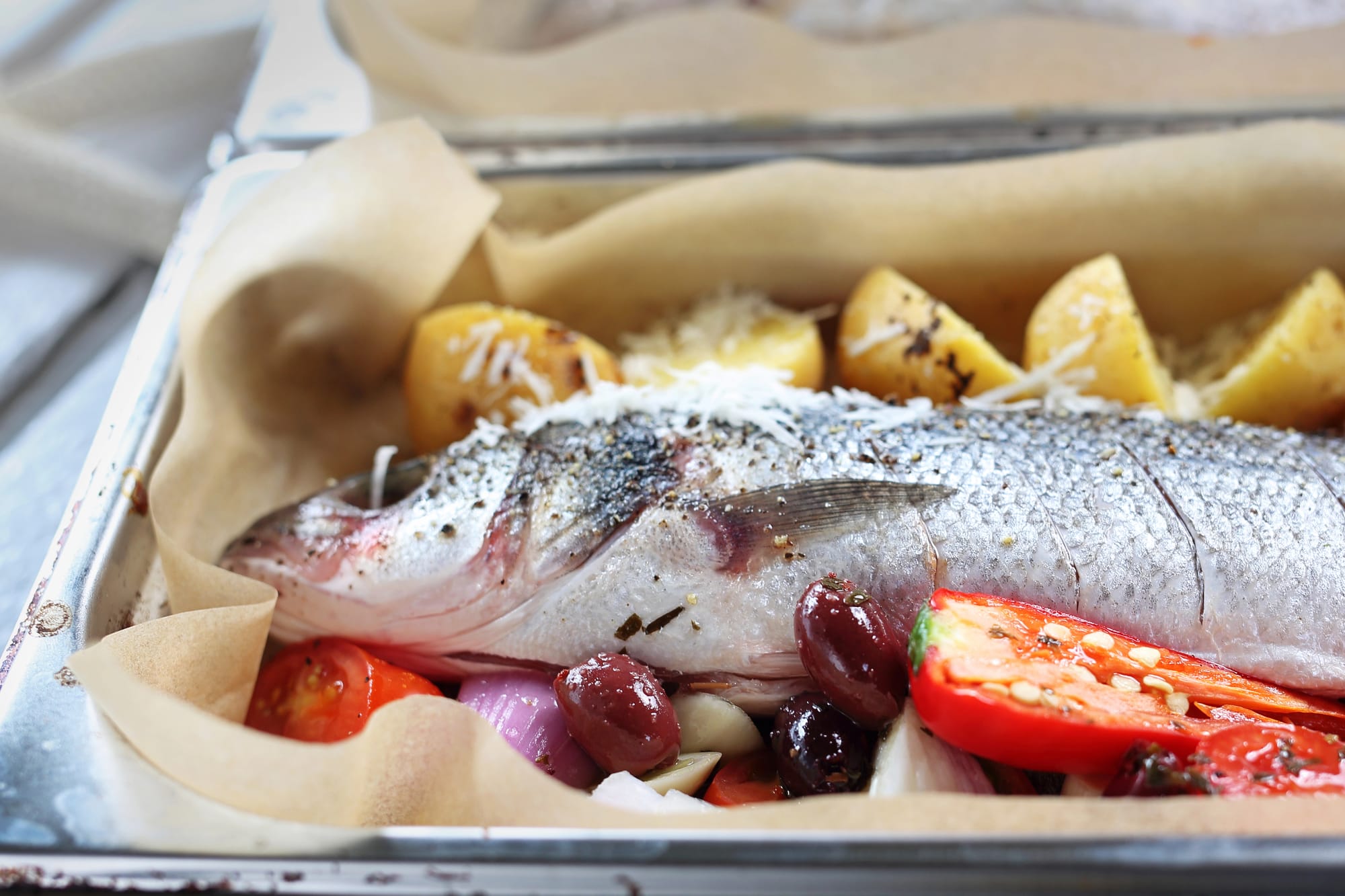 Pollock and Coconut Traybake