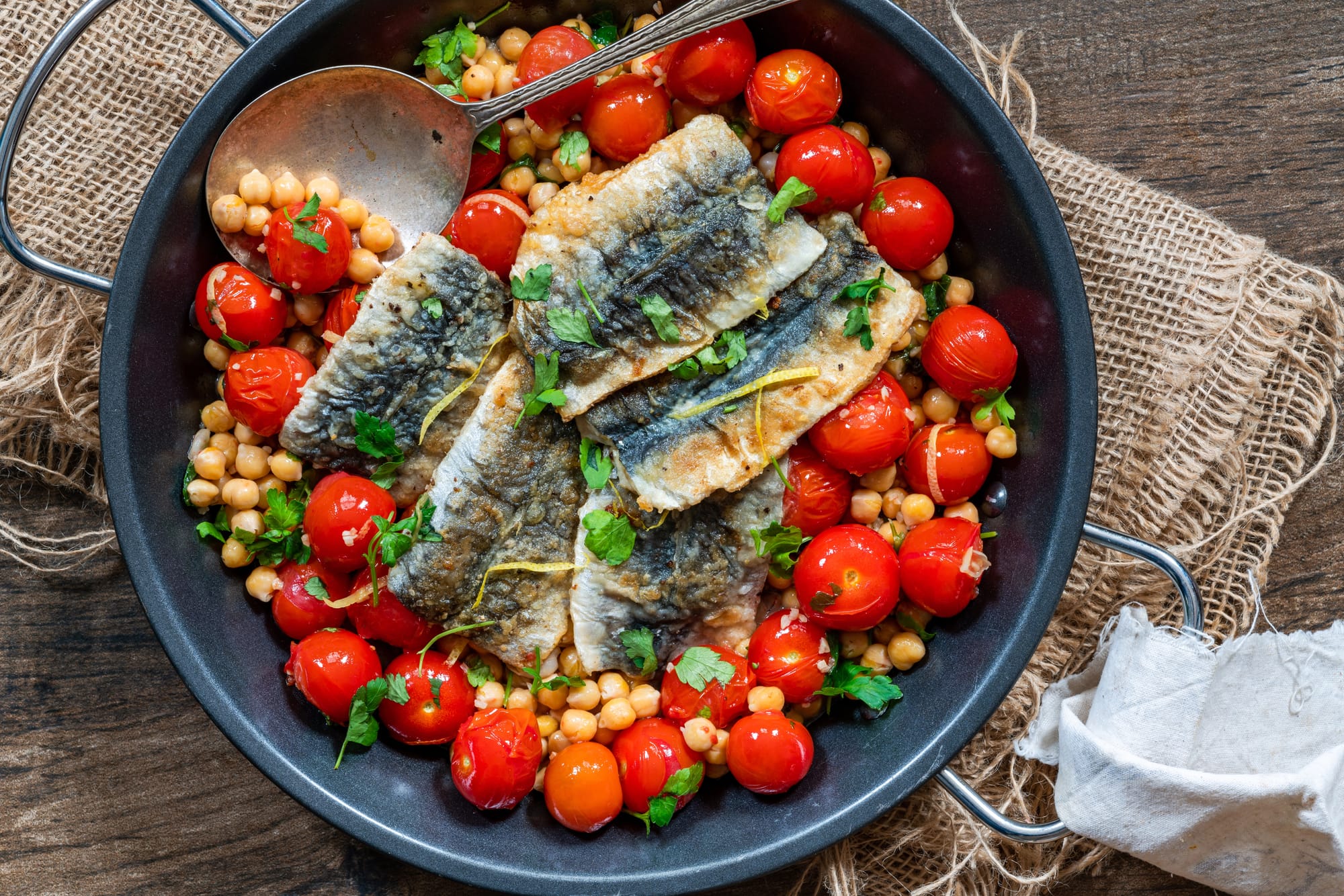 Citrus Chickpeas with Mackerel