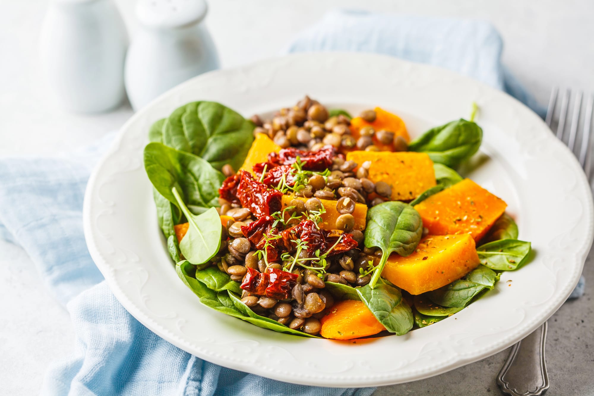 Lentil and Spinach Salad