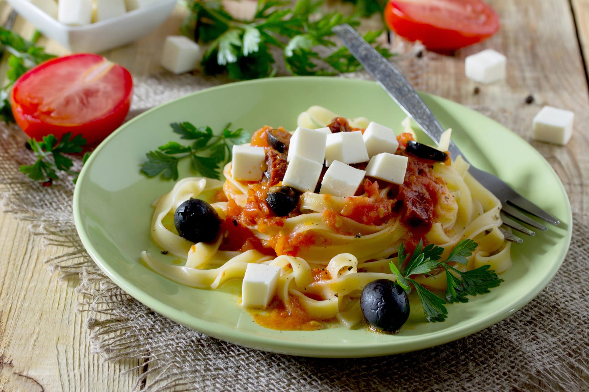 Mixed Herb and Feta Tagliatelle