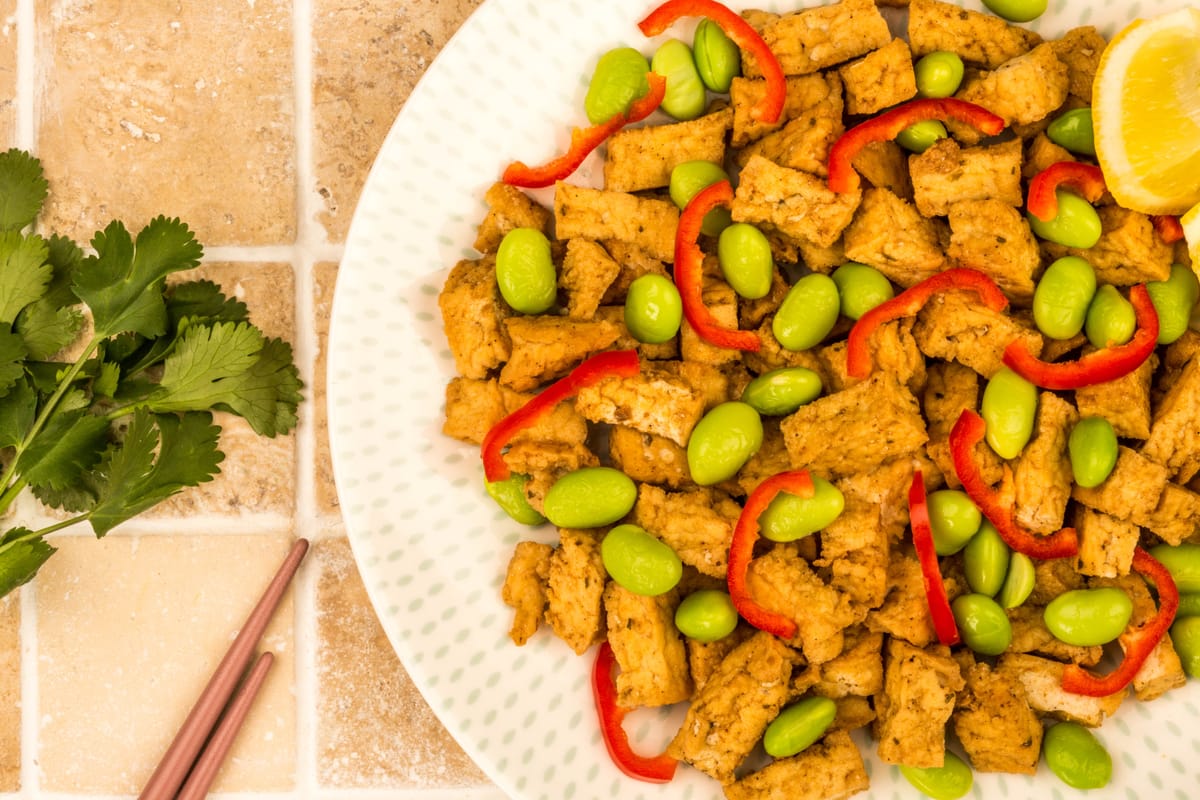 Spicy Tofu and Edamame