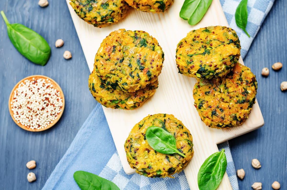 Chickpea Fritters with Zucchini/Courgette salad