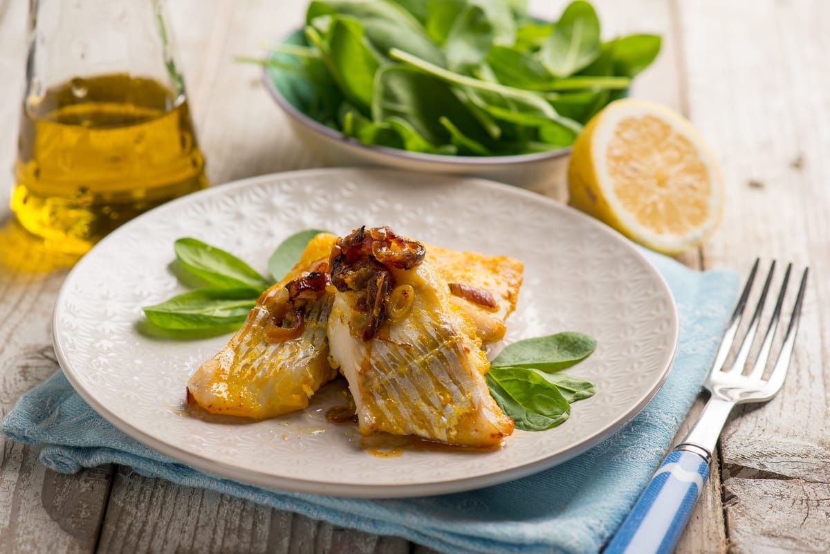 Baked Fish with Braised Broad Beans