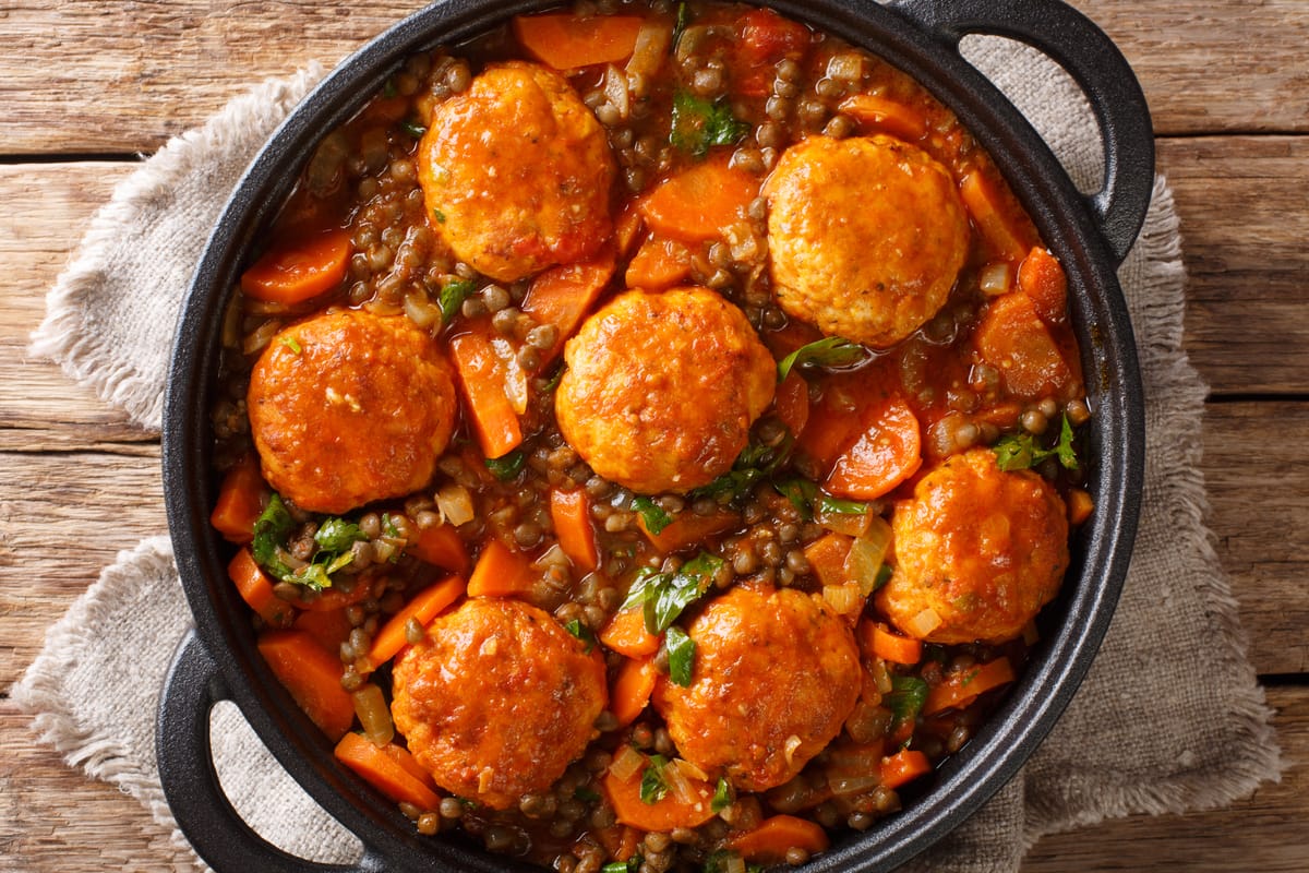 Meatball, Beetroot and Lentil Bake