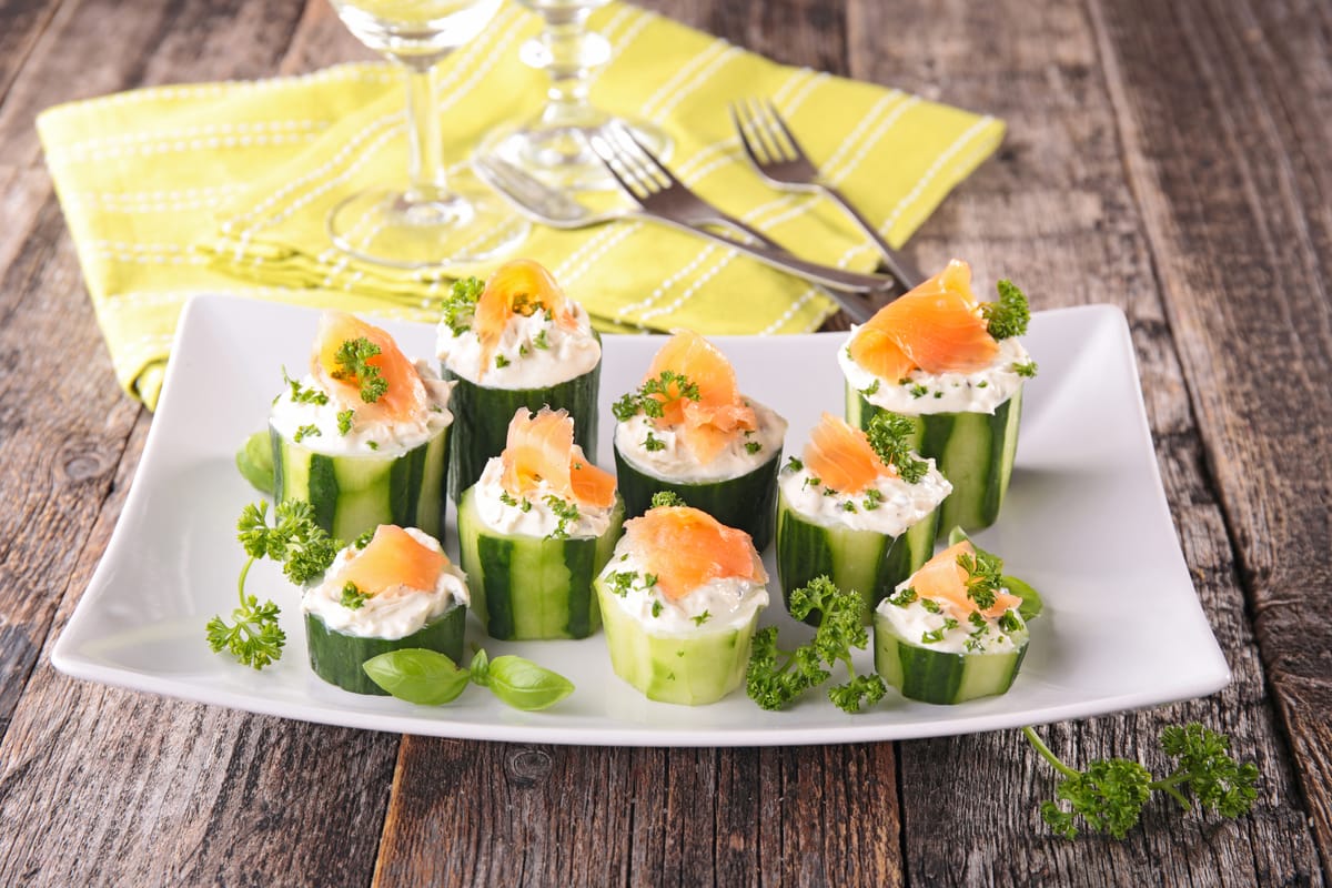 Cucumber Sushi Stack Canapes