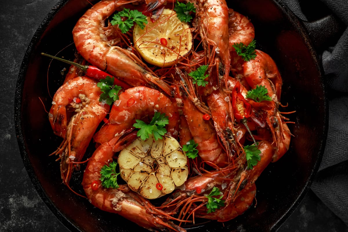 BBQ Prawns with Sparkling Wine Sauce