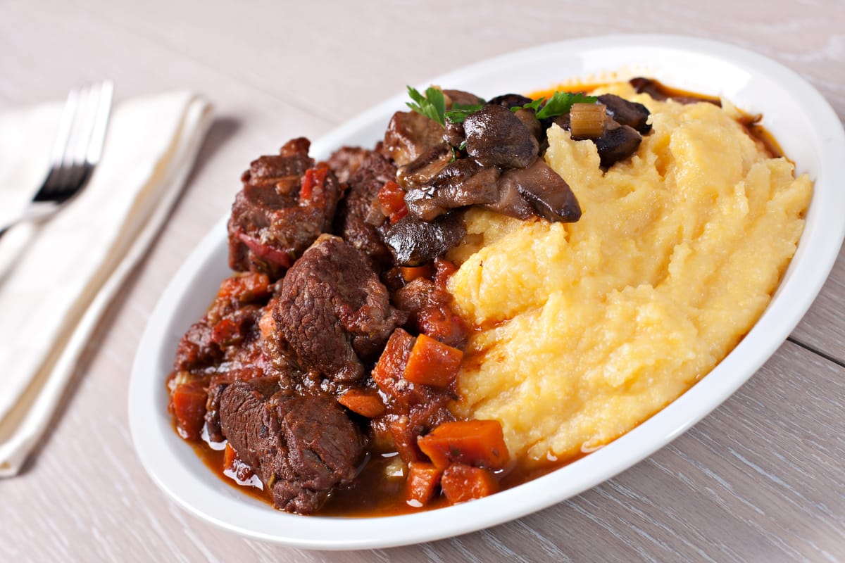 Beef Cheeks with Polenta and Mushrooms