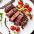 Ribeye with Olives and Tomato