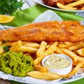 Cider-Battered Fish and Chips with Wasabi Peas