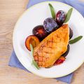 Duck with Plums and Asian Greens