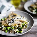 Asian Sea Bass and Greens Traybake