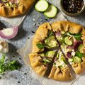 Courgette, Blue Cheese, and Red Onion Tart