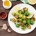 Roast Garlic Brussels Sprouts with Parmesan