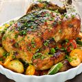 Roast Chicken with Green Capsicum and Feta