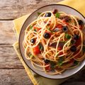 Tagliatelle with Anchovies, Olives and Italian Breadcrumbs