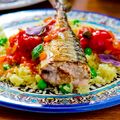 Mackerel Fillets with Couscous and Raisins