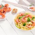 Tagliatelle with Zucchini, Prawns and Mint