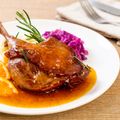 Duck Legs with Balsamic Shallots