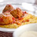 Meatballs with Stilton Polenta