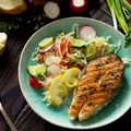 Salmon with Radish, Olive and Orange Slaw