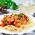 Bucatini with Spicy Prawns and Salami