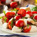 Caprese Salad with Garlic Prawns