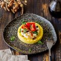 Polenta Stacks with Dates, Cheese and Pancetta