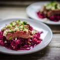 Venison Steaks with Red Cabbage Slaw