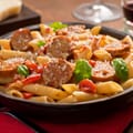 Merguez Sausage and Mushroom Pasta