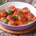 Healthier Meatballs in Red Pepper Sauce