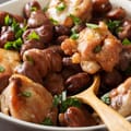 Chicken with Chorizo, Red Wine and Beans
