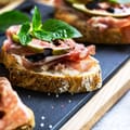 Pear, Prosciutto and Hot Honey Bruschetta