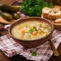 Orzo Soup with Feta and Olives