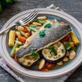 Roast White Fish with Garlic Beans