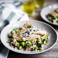 Baked White Fish with Mushroom Orzo